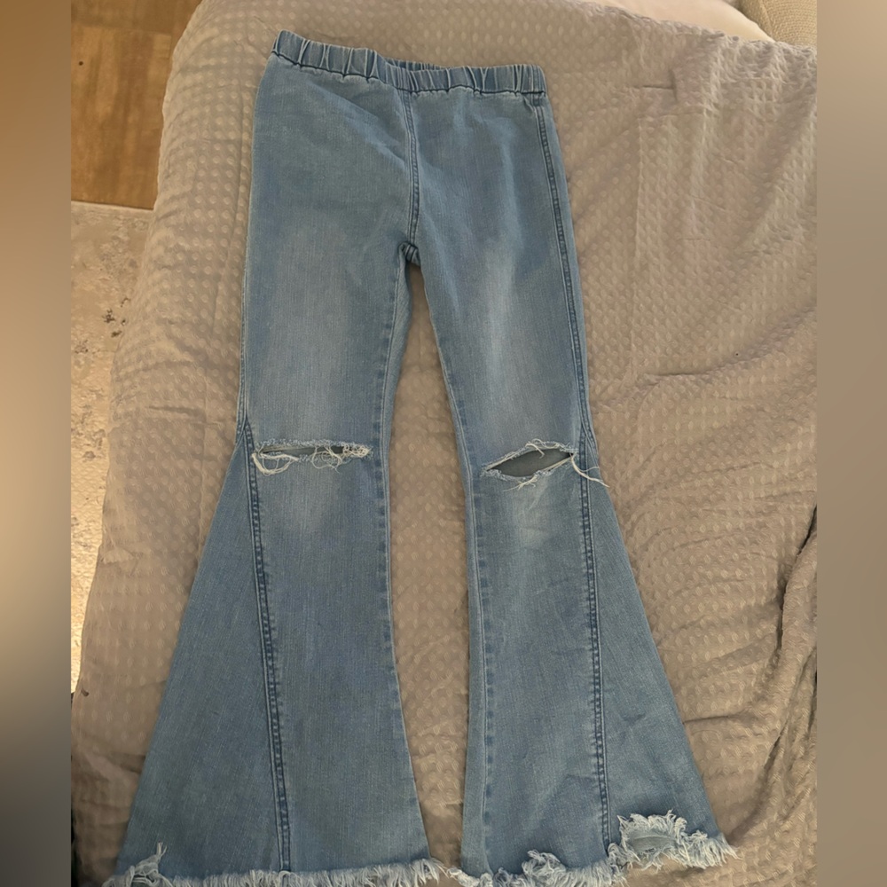 Girls distressed flare jeans